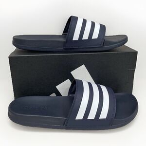 Adidas Adilette Mens Sz 12 Women Sz 13 Comfort Blue White Slip On Slides GZ5892